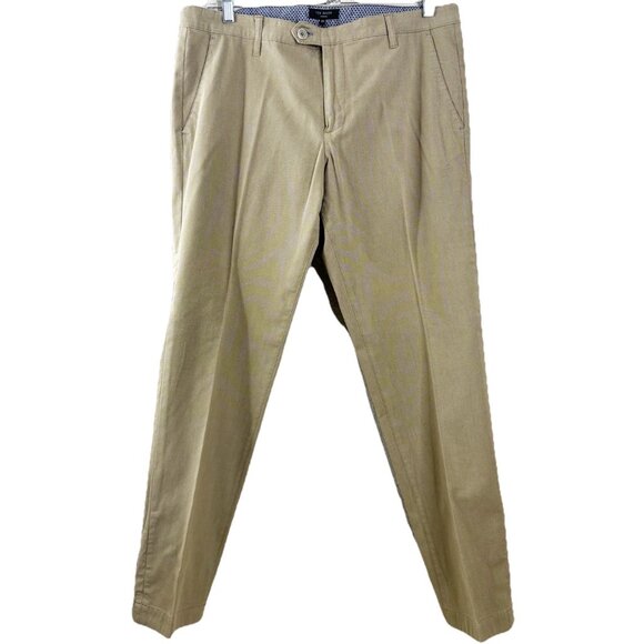 Ted Baker 36R (Actual 36x31) Holclas Khaki Textured Dress Pants  Drycleaned  EUC - Picture 2 of 13